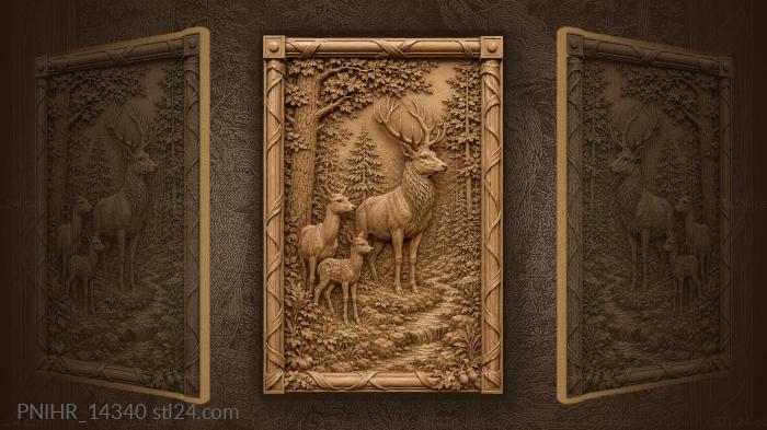 Majestic stag with doe and fawn 3d STL model