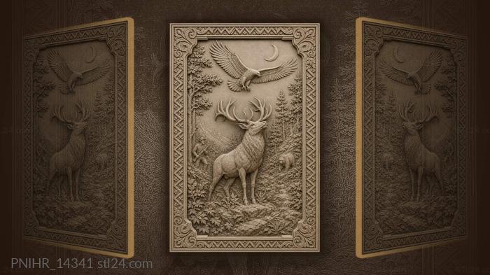 Stag eagle moon forest hunter 3d STL model
