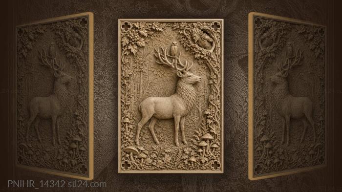 Majestic stag with forest owl 3d STL model