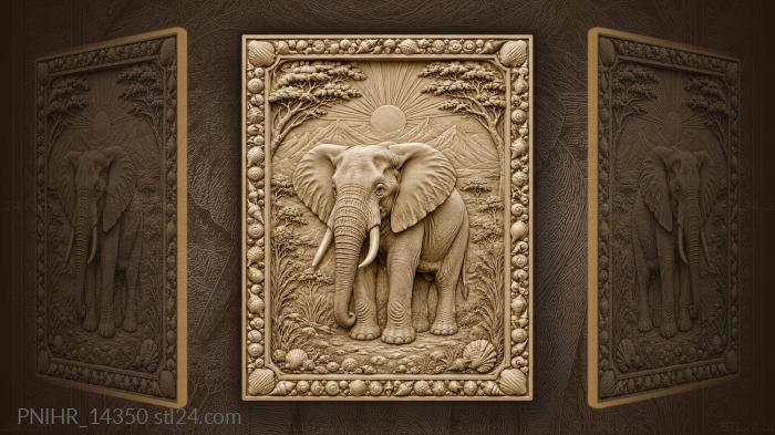 African elephant sunrise mountain landscape 3d STL model
