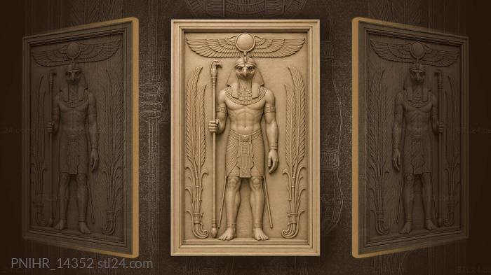 Egyptian god with falcon head staff 3d STL model