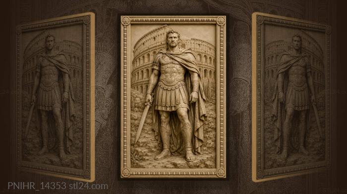 Roman general with colosseum backdrop 3d STL model