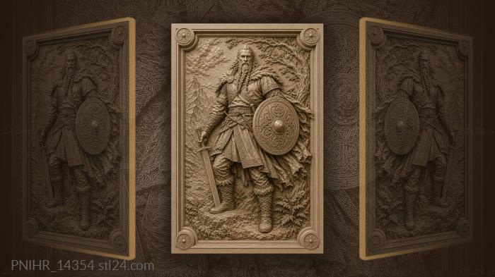 Braided warrior advances under a round shield 3d STL model