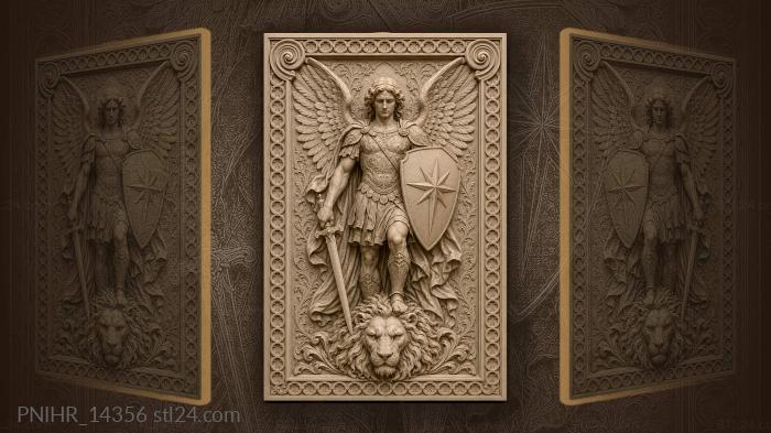 Angel with sword and lion head 3d STL model