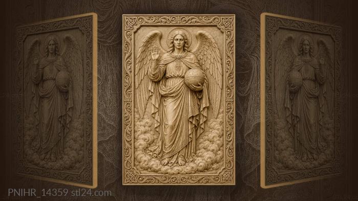 Angel blessing above clouds with celestial globe 3d STL model