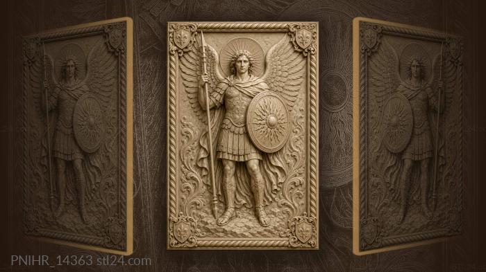 Angel with sunburst shield and spear 3d STL model