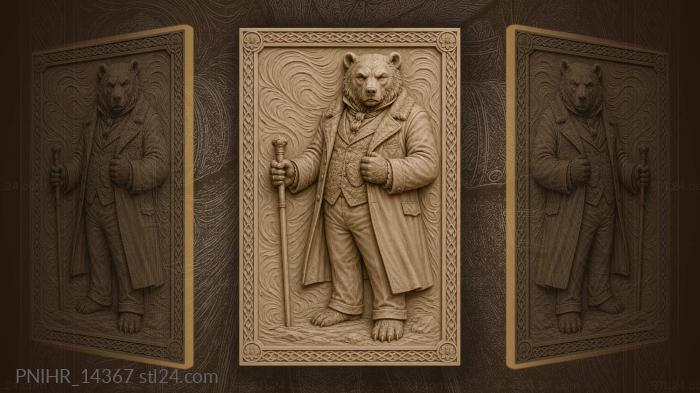 Noble bear with walking stick 3d STL model