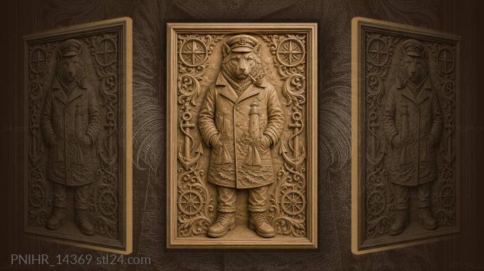 Sailor wolf with a lighthouse on his coat 3d STL model