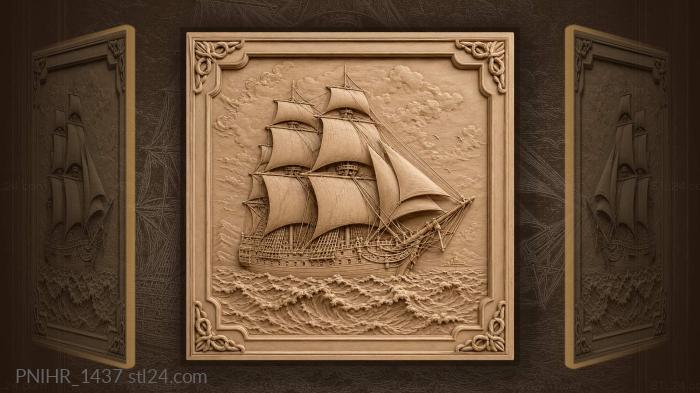 Full sails above the rolling wave 3d STL model