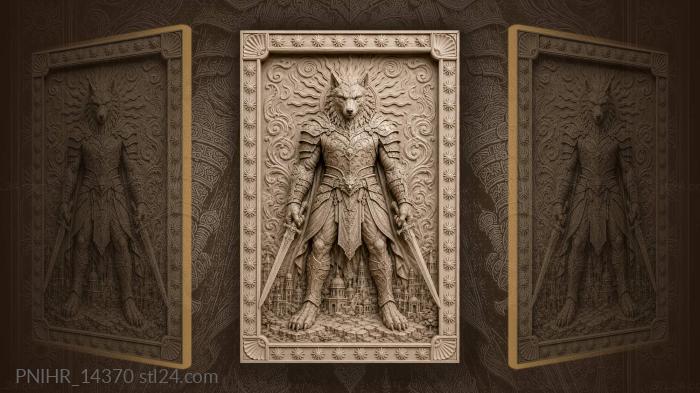 Wolf fighter with two swords 3d STL model