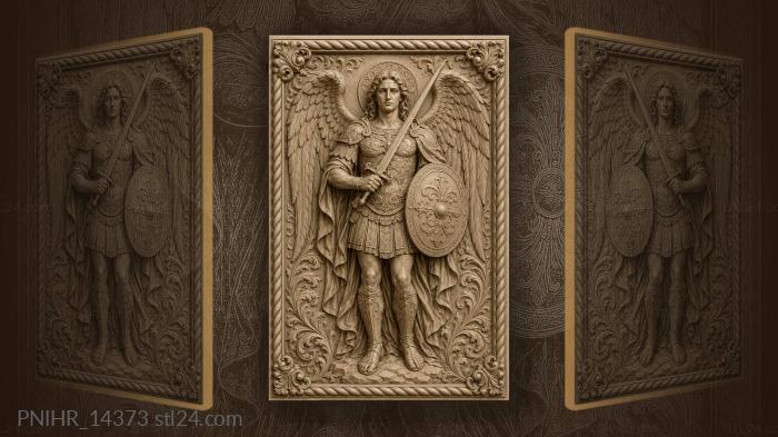Archangel pressing sword across his chest 3d STL model