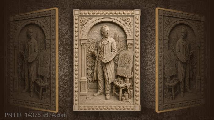 Van gogh painting sunflowers doorway scene 3d STL model