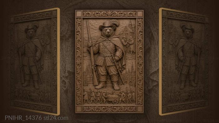 Soldier bear with city view 3d STL model