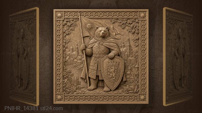 Sun banner above the river town 3d STL model