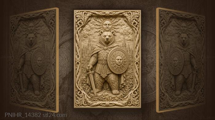Bear with sun face shield 3d STL model