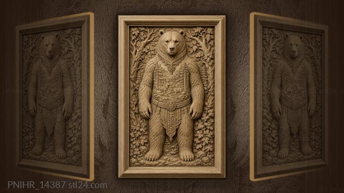 Forest bear with deer scene 3d STL model