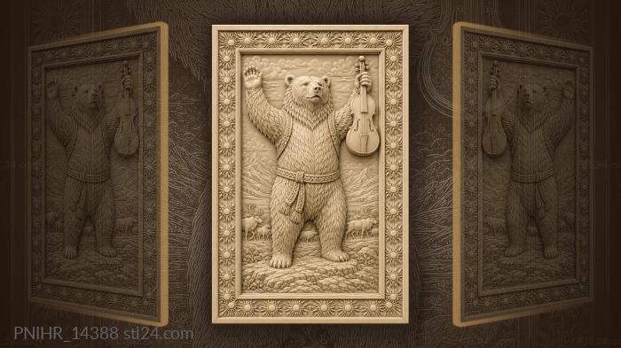 Fiddle bear above a reindeer herd 3d STL model