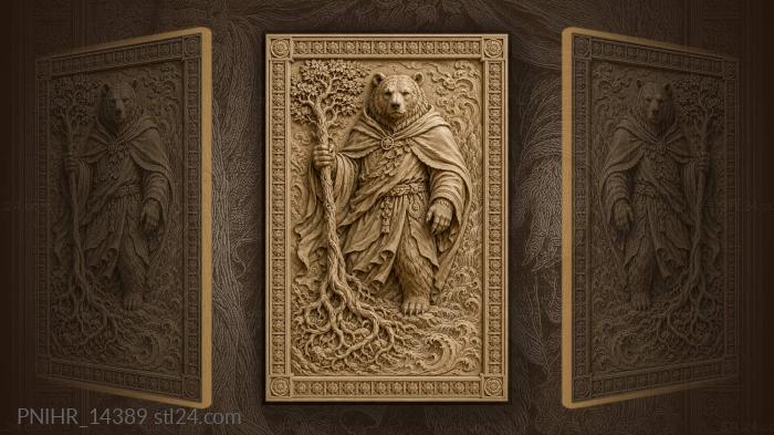 Bear wizard with growing tree staff 3d STL model
