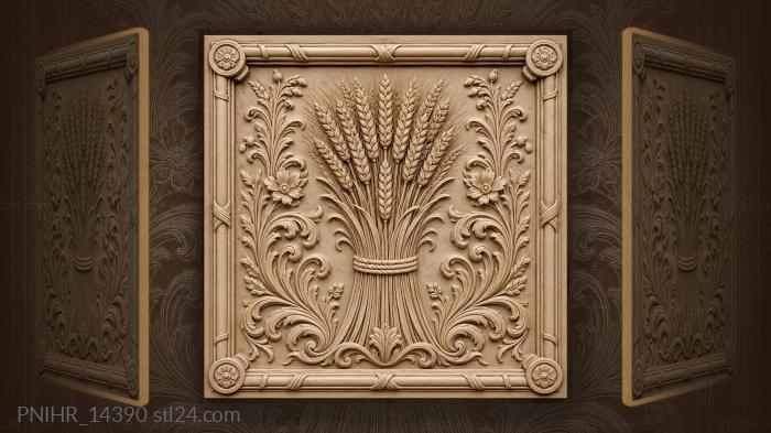 Golden wheat abundant floral frame 3d STL model