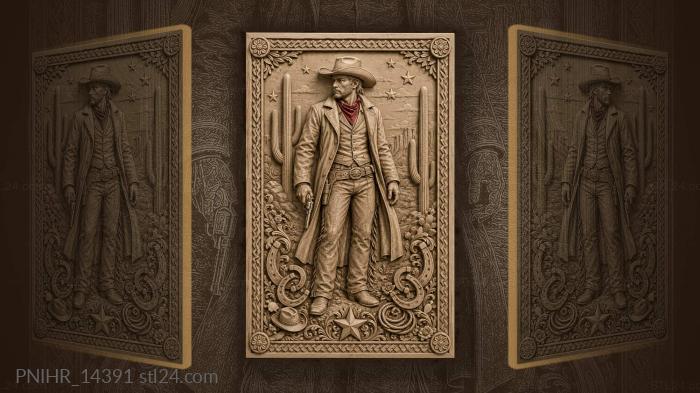 Wild west cowboy with revolver 3d STL model
