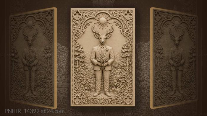 Deer in a suit holding bouquet 3d STL model