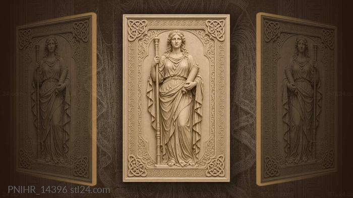Classical maiden with scroll and staff 3d STL model