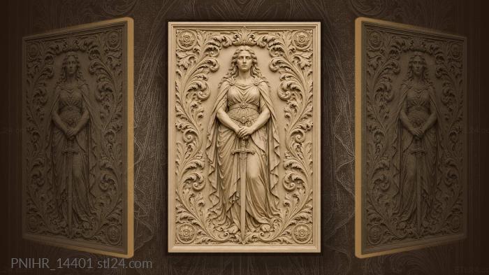 Warrior woman with downward sword 3d STL model