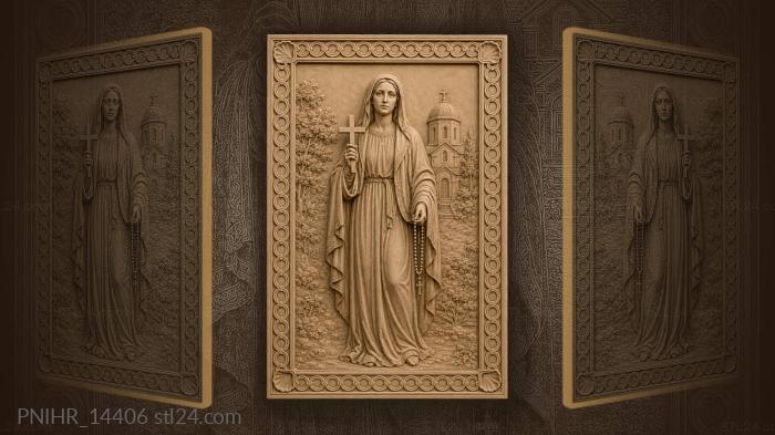 Woman with a rosary before a domed church 3d STL model