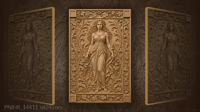 Flowing hair amid grapevine border 3d STL model