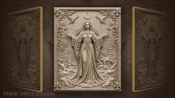 Crescent and two birds above winter maiden 3d STL model