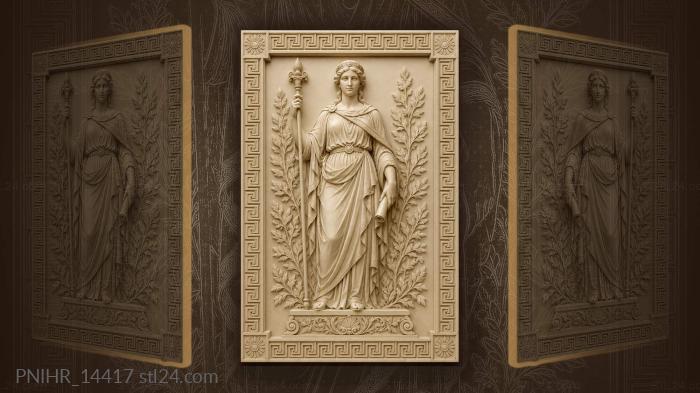 Graceful woman with staff and scroll 3d STL model