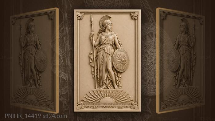 Warrior woman with spear and round shield 3d STL model