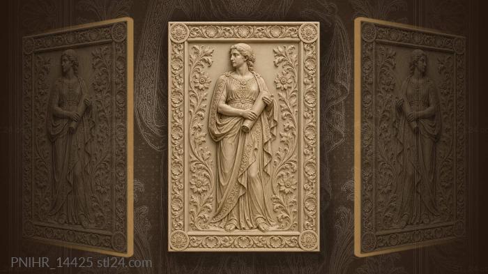 Standing figure with a scroll and flowers 3d STL model