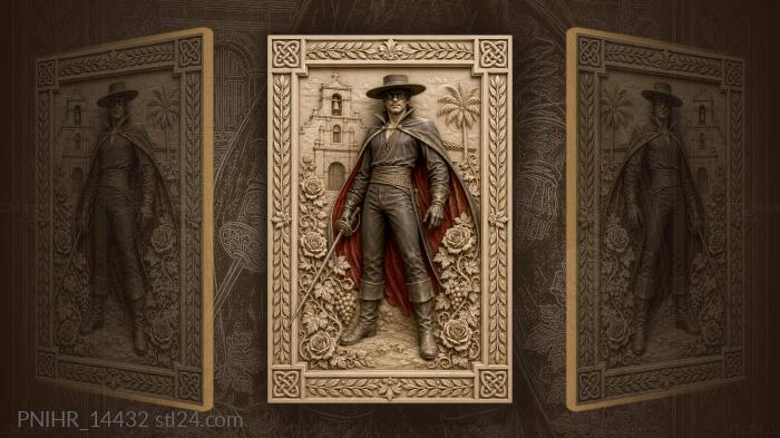 Zorro with sword by the belltower 3d STL model