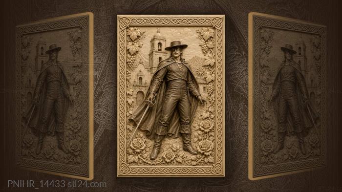 Zorro with sword spanish colonial scene 3d STL model