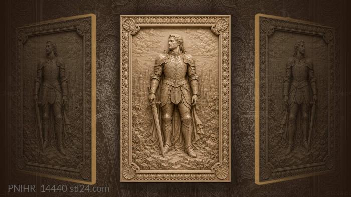 Knight with a sword above the town 3d STL model