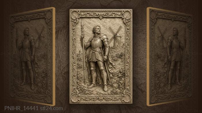 Knight with a spear by three windmills 3d STL model