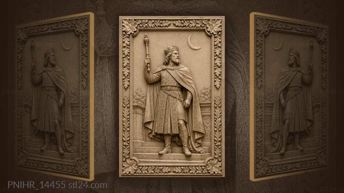 King Arthur ascending the stairs with a sceptre 3d STL model