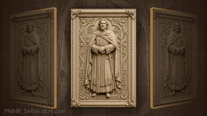 Alexander Nevsky standing in a cloak with a sword 3d STL model