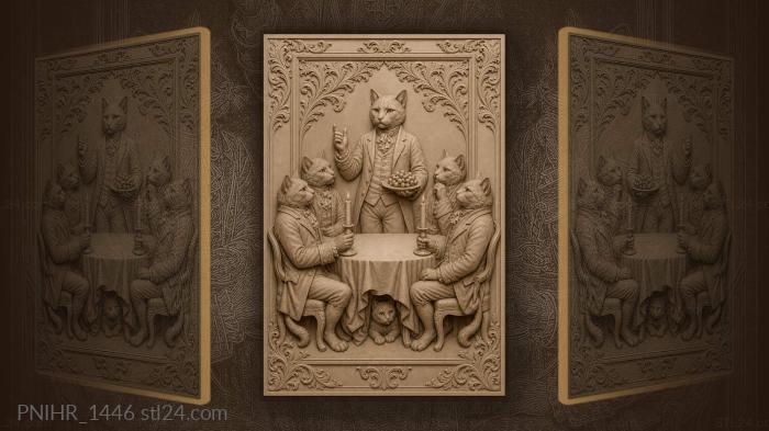 Cats at a festive gathering 3d STL model