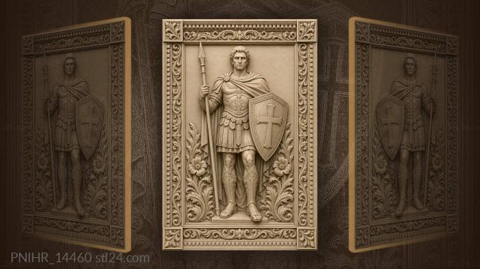 Theodore Stratelates with a spear and cross shield 3d STL model