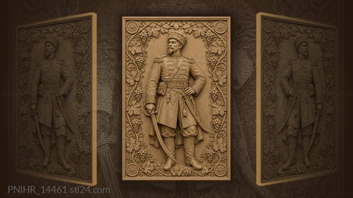 Taras Bulba standing with a sabre amid grapevines 3d STL model