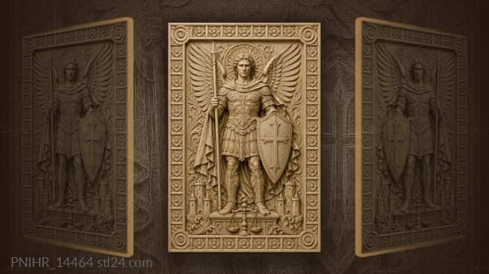 Archangel Michael defending the city with a spear and shield 3d STL model