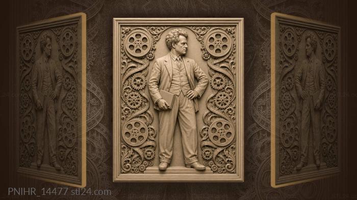 Sergei Eisenstein with a book among gears · Alexander Graham Bell 3d STL model