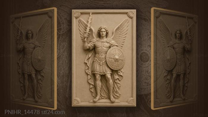 Warrior with flaming sword and shield 3d STL model