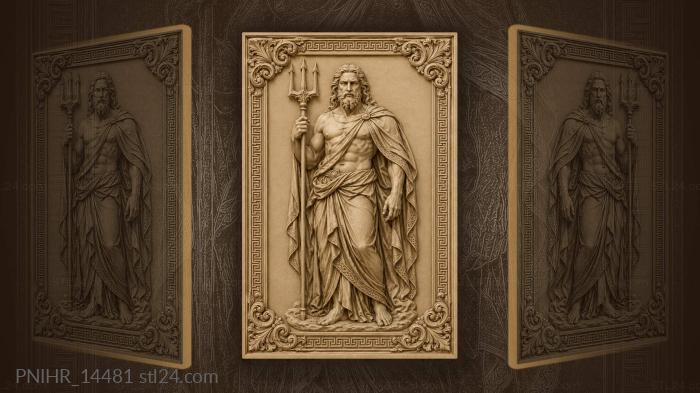 Sea god raising his trident 3d STL model