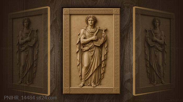Standing lyre player wearing laurel wreath 3d STL model
