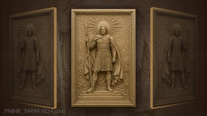 Spearman under sun disc in chainmail 3d STL model