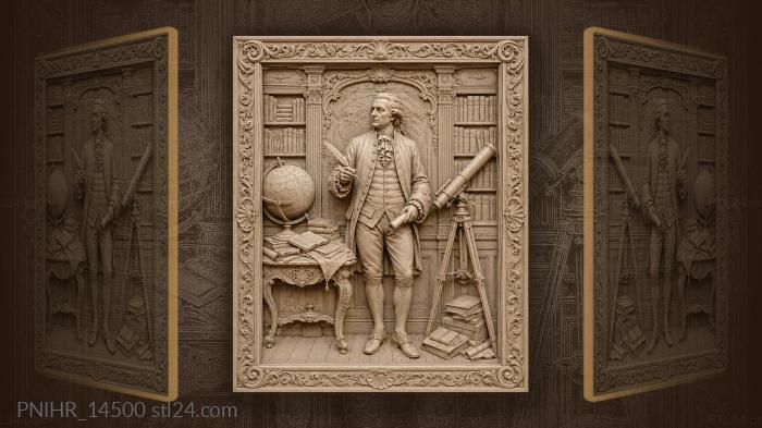 Mikhail Lomonosov with a globe and telescope · Benjamin Franklin 3d STL model