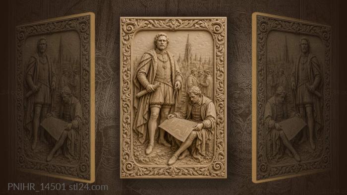 Peter the Great with a city blueprint 3d STL model